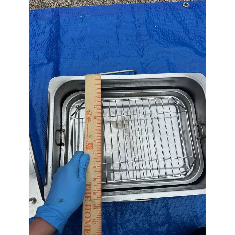 Cameron's Stainless Steel Smoker Box‎ Roasting Pan w/ Rack & Lid - Used Good